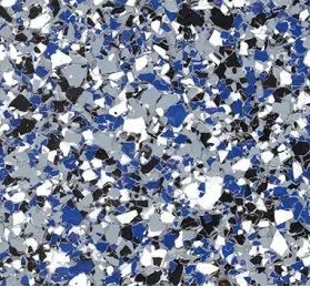 A close up of a blue , gray , and white marble floor.