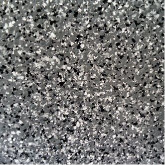 A close up of a gray and black marble floor.
