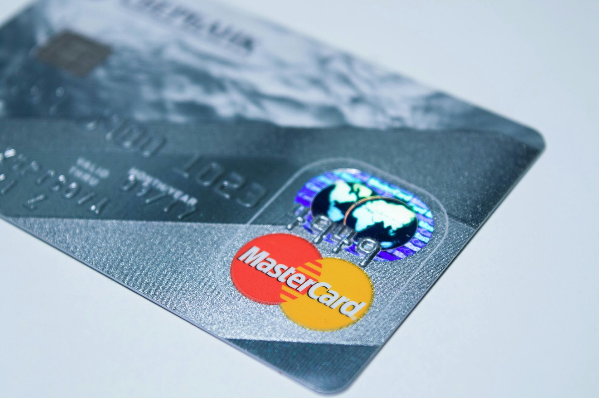 A close up of a mastercard credit card