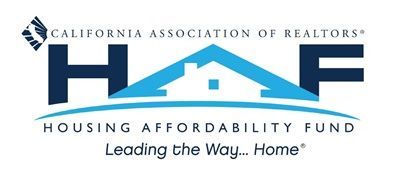The California Association of Realtors Housing Affordability Fund logo features the letters HAF with a blue house icon.