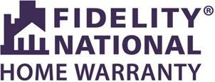 The dark purple logo for Fidelity National Home Warranty featuring a house outline and vertical bars.