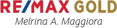 RE/MAX Gold logo in red, blue, and gold text with the name Melrina A. Maggiora written in black below.