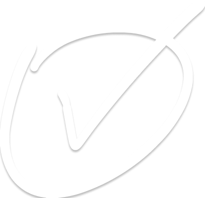 A white checkmark symbol inside a thin, hand-drawn circle on a plain background.