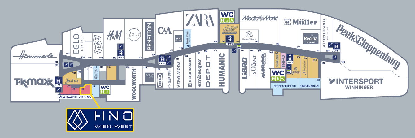 HNO Wien West Auhofcenter Übersichtsplan