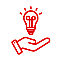 Une main tient une ampoule à l'intérieur.