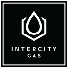 The logo for intercity gas is white on a black background.