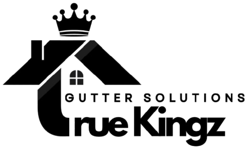 Logo for "True Kingz Gutter Solutions" featuring a house silhouette with a crown, the text "Gutter Solutions," and "True Kingz."