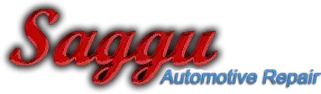 A logo with the red, cursive word "Saggu" above the blue text "Automotive Repair."