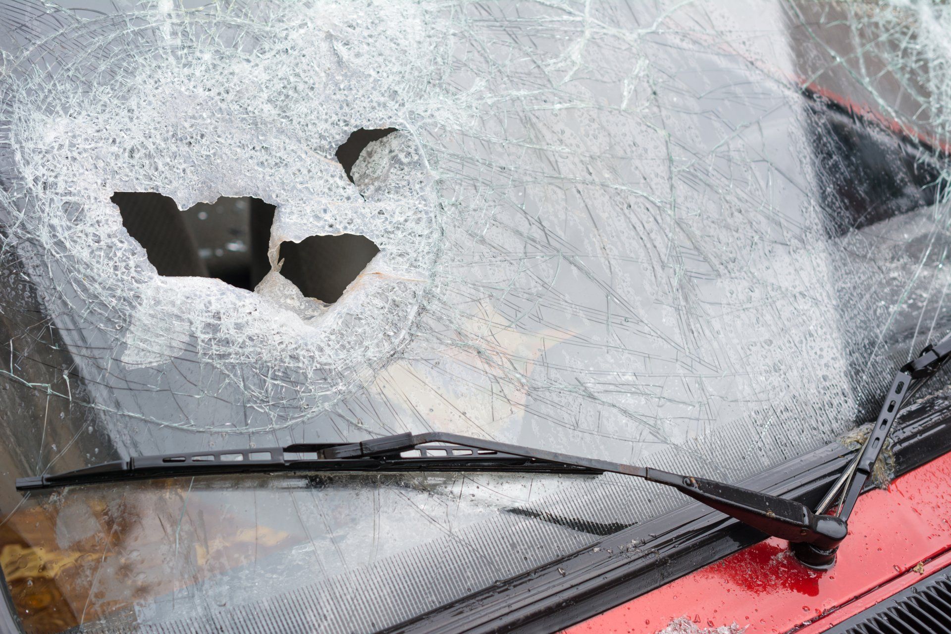 Smashed windscreen needing repair — Southern Tablelands Windscreen Repairs In Goulburn, NSW