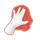 White-gloved hand wiping a red cloth.