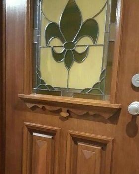 Brown Door With Glass Overlay Design — Jamisontown, NSW — Stained Glass Overlay Penrith