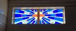 Cross with Blue Background — Jamisontown, NSW — Stained Glass Overlay Penrith