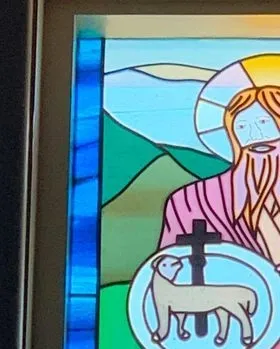 Sheep and a Cross — Jamisontown, NSW — Stained Glass Overlay Penrith