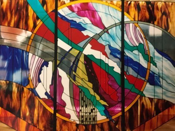 Multiple Color Design On Three Panels — Jamisontown, NSW — Stained Glass Overlay Penrith