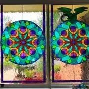 Symmetrical Shapes Design On Each Panel — Jamisontown, NSW — Stained Glass Overlay Penrith