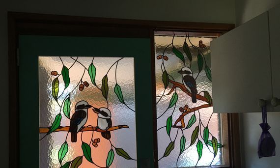 Bird Design On Each Panel — Jamisontown, NSW — Stained Glass Overlay Penrith