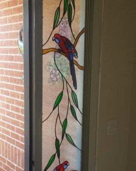 Red Bird Design On Window — Jamisontown, NSW — Stained Glass Overlay Penrith