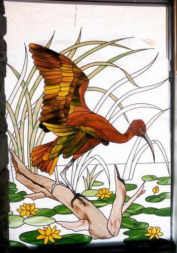 Bird and Water Lilies Design — Jamisontown, NSW — Stained Glass Overlay Penrith