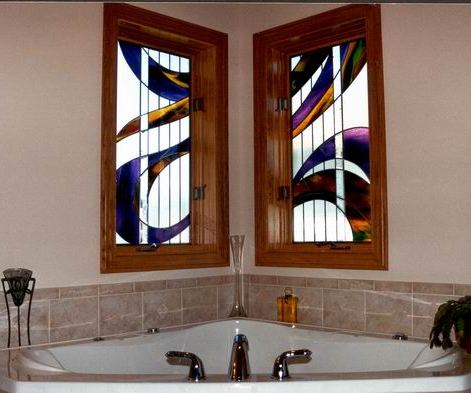 Abstract Design Stained Glass Window — Jamisontown, NSW — Stained Glass Overlay Penrith