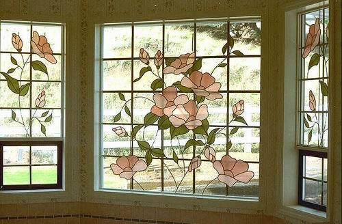 Beautiful Pink Flowers on Windows — Jamisontown, NSW — Stained Glass Overlay Penrith