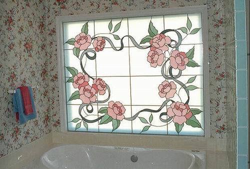 Pink Flowers Window Design — Jamisontown, NSW — Stained Glass Overlay Penrith