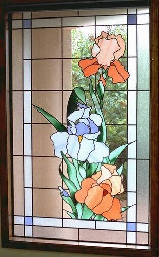 Pink and Blue Flowers Design — Jamisontown, NSW — Stained Glass Overlay Penrith