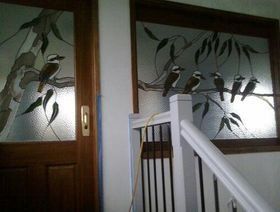 Six White and Brown Birds — Jamisontown, NSW — Stained Glass Overlay Penrith
