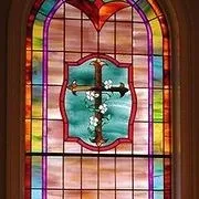 Flowers on Cross — Jamisontown, NSW — Stained Glass Overlay Penrith