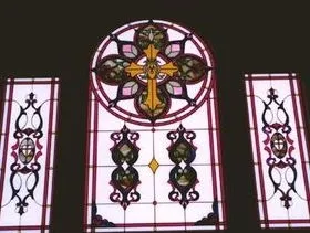 Beautiful Windows with Cross Design — Jamisontown, NSW — Stained Glass Overlay Penrith
