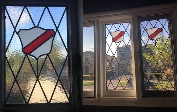 White And Red Badge Closer View — Jamisontown, NSW — Stained Glass Overlay Penrith