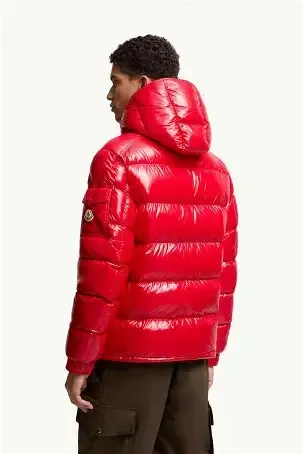 Red Moncler Maya Hooded Short Down Jacket