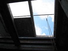 This is the very first opening that we cut out on the roof for the elevator shaft on the 11th floor.