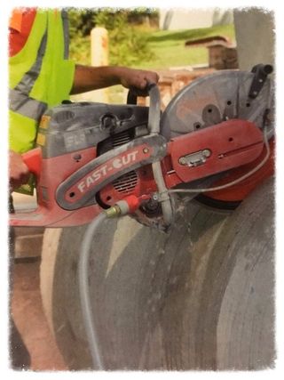 sawing a slab