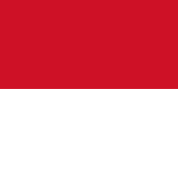 Red and white horizontal bicolor flag, Indonesia's national flag.