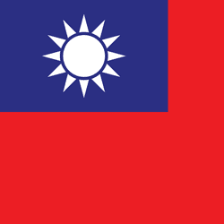 Taiwan's flag: a red field with a blue canton bearing a white sunburst emblem.
