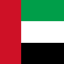 Flag of the United Arab Emirates: red vertical stripe at left, green, white, and black horizontal stripes.