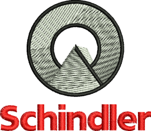 A logo for schindler with a mountain in the center