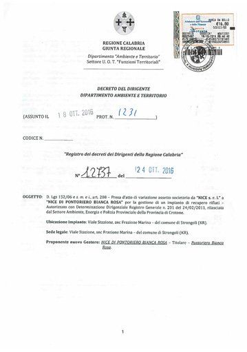 autorizzazione regionale gestione impianto recupero rifiuti