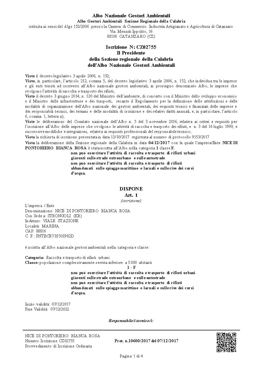 certificato aziendale