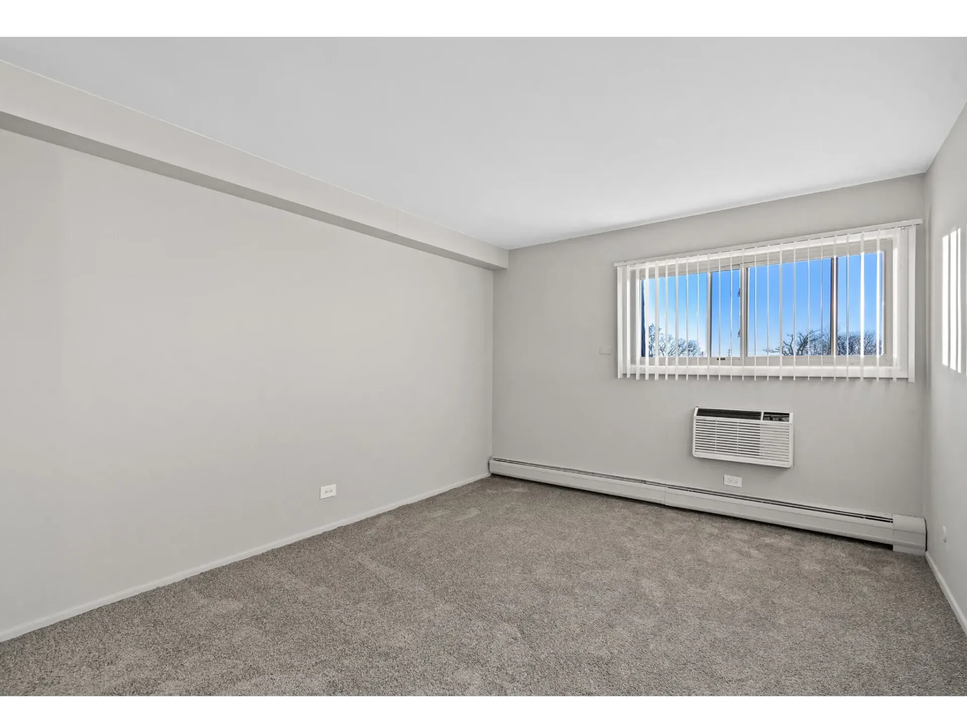 Empty apartment room with carpet and window