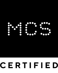 MCS Certified logo in white dots on a black square, with "CERTIFIED" below in black.
