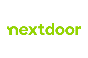 Nextdoor logo in green text on a white background.
