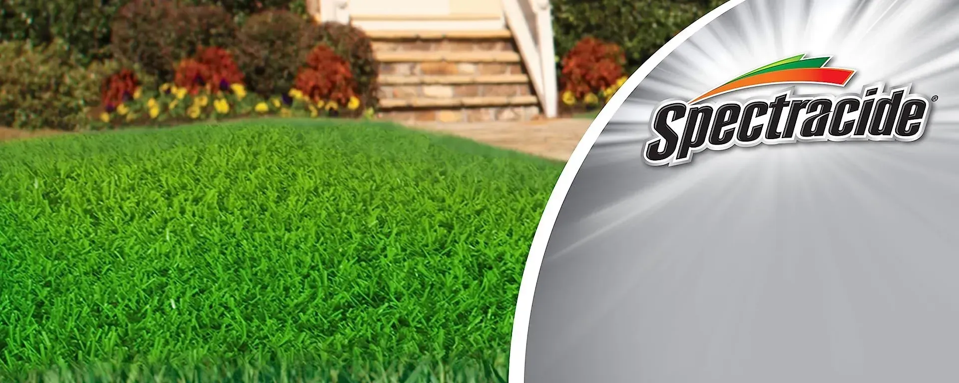 Green lawn and house with the Spectracide logo.