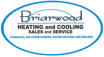 Briarwood Heating & Cooling Briarwood Heating and Cooling logo: Blue oval frame with text, company name above services offered.
