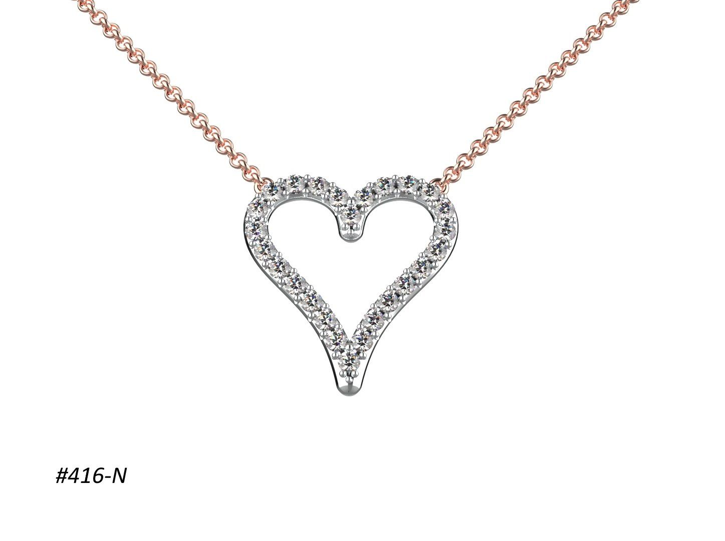 Diamond heart shape necklace 18 carat yellow.