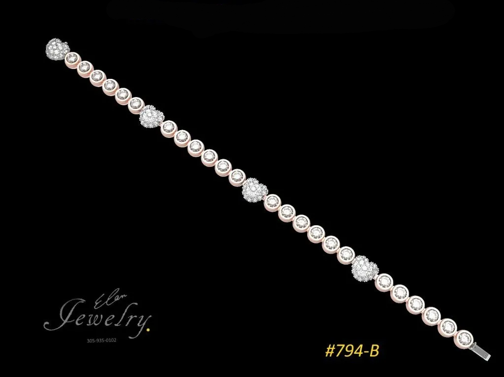 Diamond bracelet  18 carat rose gold and heart shape diamond