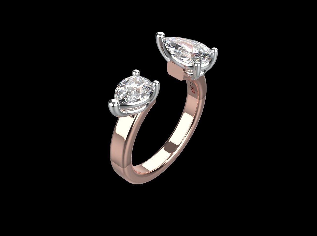 pear shape diamonds ring 18k