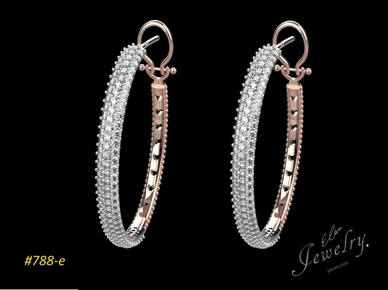 diamond hoops white and rose gold.