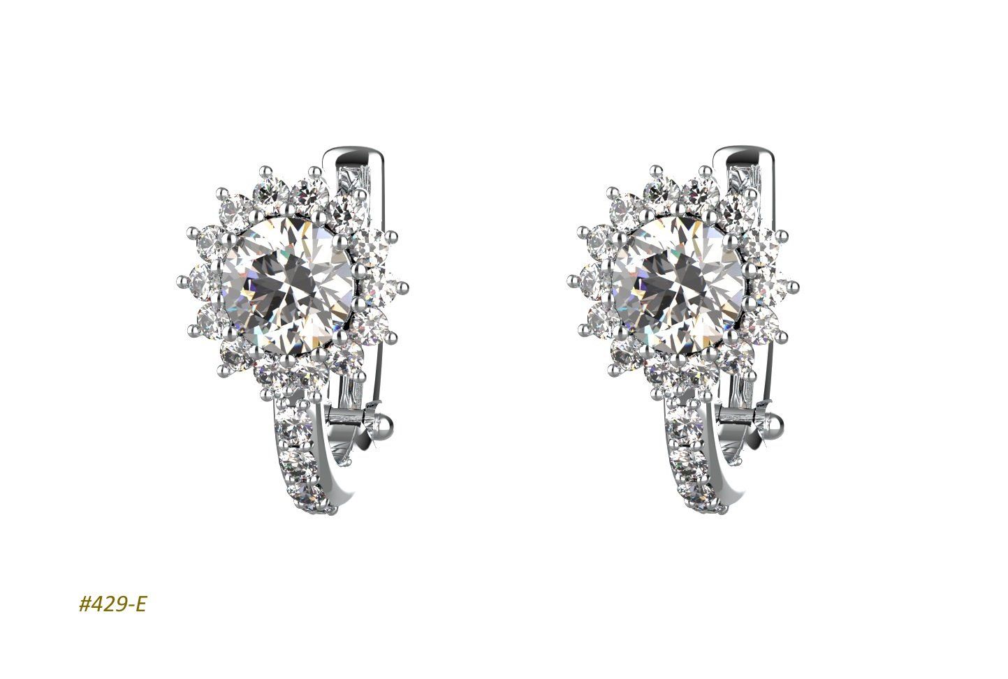 White gold earrings with round diamond.