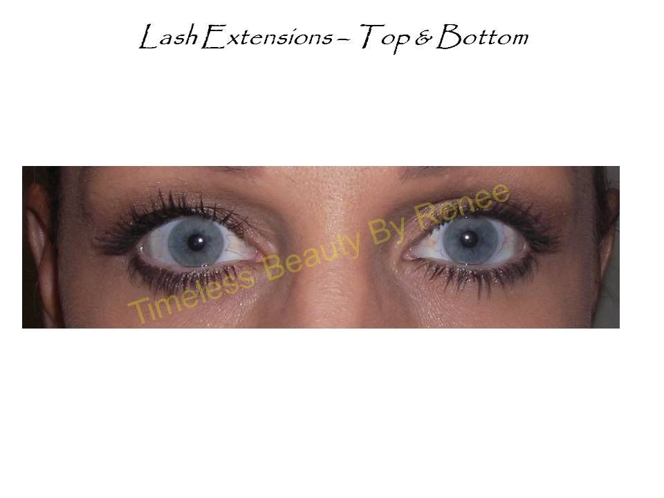 A close up of a woman 's eyes with lash extensions